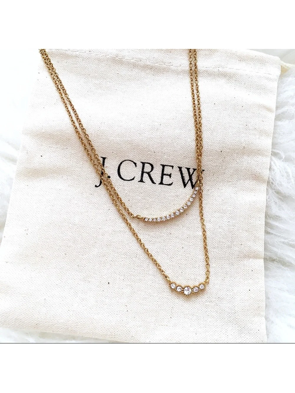 J. Crew Gold Layered Crystal Pave Curve Necklace - Gold